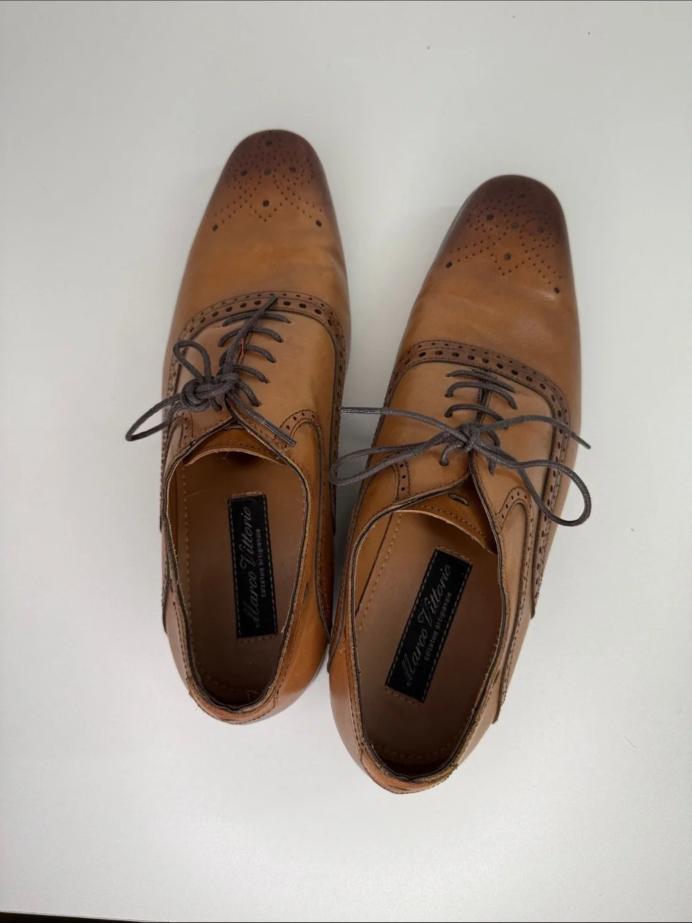 Marco Vittorio brown leather oxford dress shoes size men’s 9 business Italian